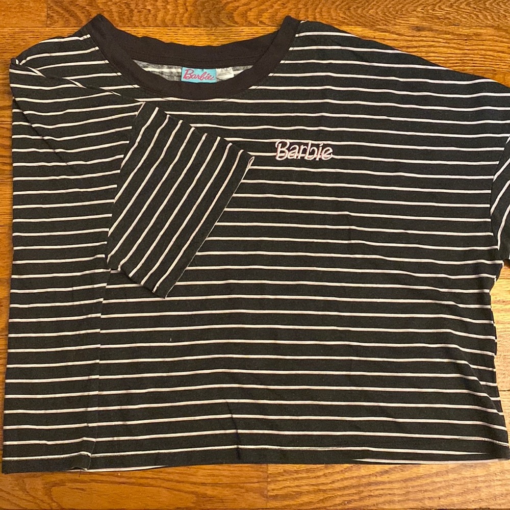Barbie cropped striped oversized tee shirt
